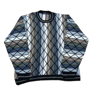 Vintage Protege Coogi Style Sweater For Men | 90s Retro Pullover Crewneck Jumper | Cosby Biggie Oversized Streetwear | Size XXL