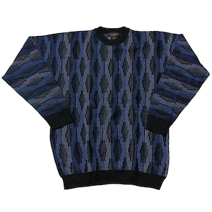 Suéter vintage estilo Coogi de los años 90 / Jersey retro de cuello redondo / Ropa de calle Cosby Biggie, talla L