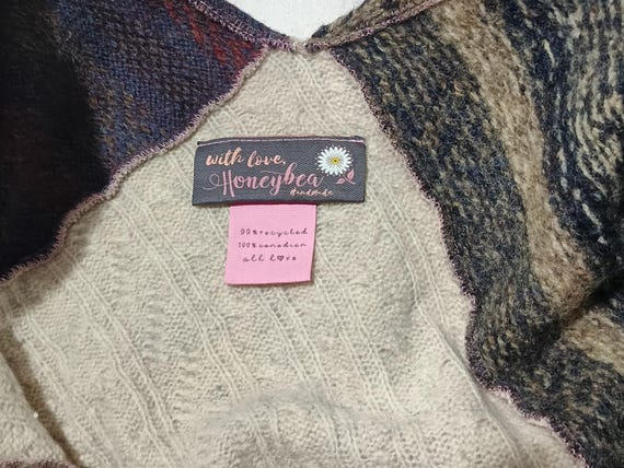Vintage Handmade Honeybea Patchwork Cardigan | Up… - image 6