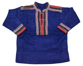 Vintage Norwegian Wool Pullover Sweater for Women,  Nordic Fair Isle Jumper, Size 38