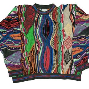 Vintage Coogi Australia 3D Knit Sweater: Multicolor 90s Hip Hop