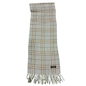 Burberry Nova Check Cashmere Scarf: Light Blue Plaid, Made in England