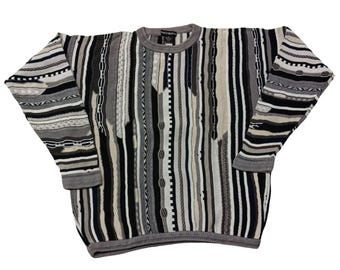 Vintage 90s Bachrach Sweater: Coogi Style 3D Knit, Size L