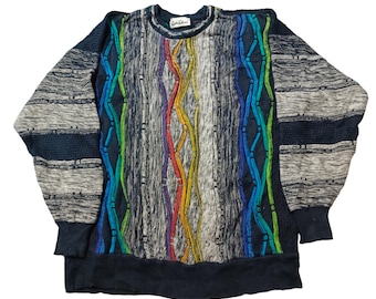 Vintage 90s Carlo Colucci Sweater: 3D Knit Coogi Style Pullover