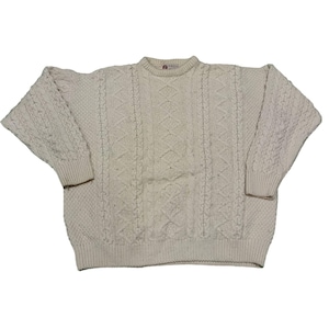 Standun Pure Wool Fisherman Sweater - Irish Aran Knit Jumper - Cream Cable Knit Pullover - Warm Cozy Wool Sweater - Unisex Classic Size XXL