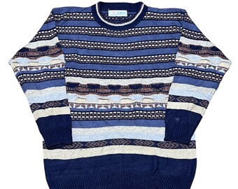 Suéter de punto estilo Coogi vintage de los años 90: jersey con textura geométrica