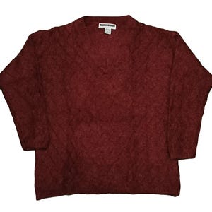 Vintage Jennifer Moore Mohair-Pullover mit V-Ausschnitt | Retro Pullover Pullover | Grösse L