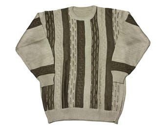 Vintage Coogi Style Knit Sweater: 90s Geometric Hip Hop Pullover