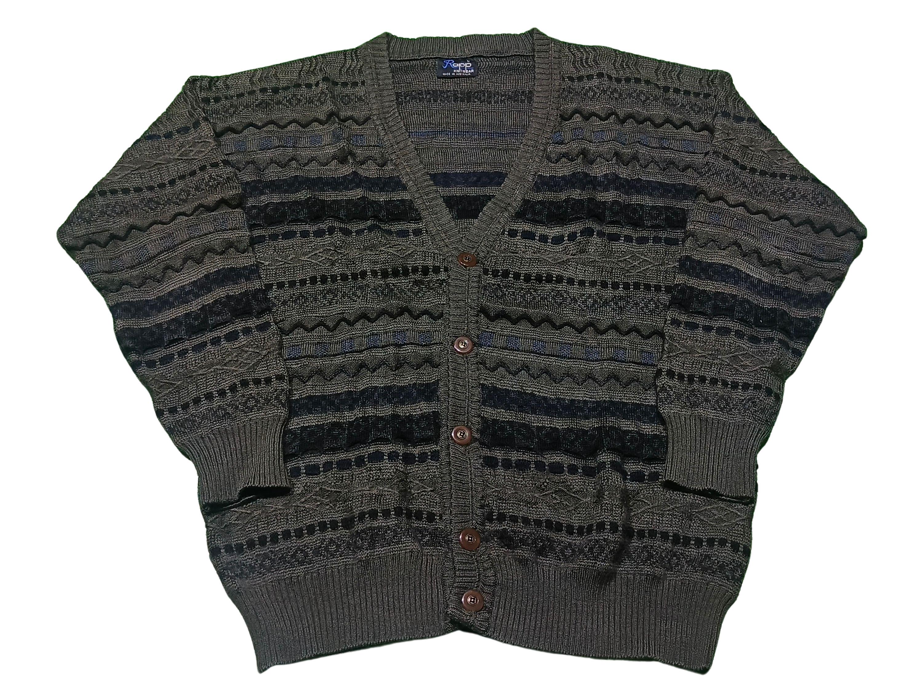 Vintage 90s Coogi Style Knit Cardigan: Retro Textured Button-up
