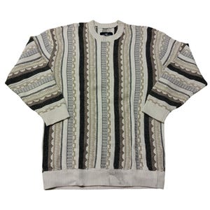 Vintage 90s Hollister Coogi Style Sweater | Retro Pullover Multicolor Jumper | Cosby Biggie Crew Neck Sweater | Size L