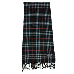 Vintage Burberry Cashmere Scarf: Nova Check Plaid, Made in England