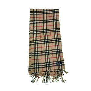 Genuine Burberry Cashmere Scarf: Nova Check Plaid, Made in England