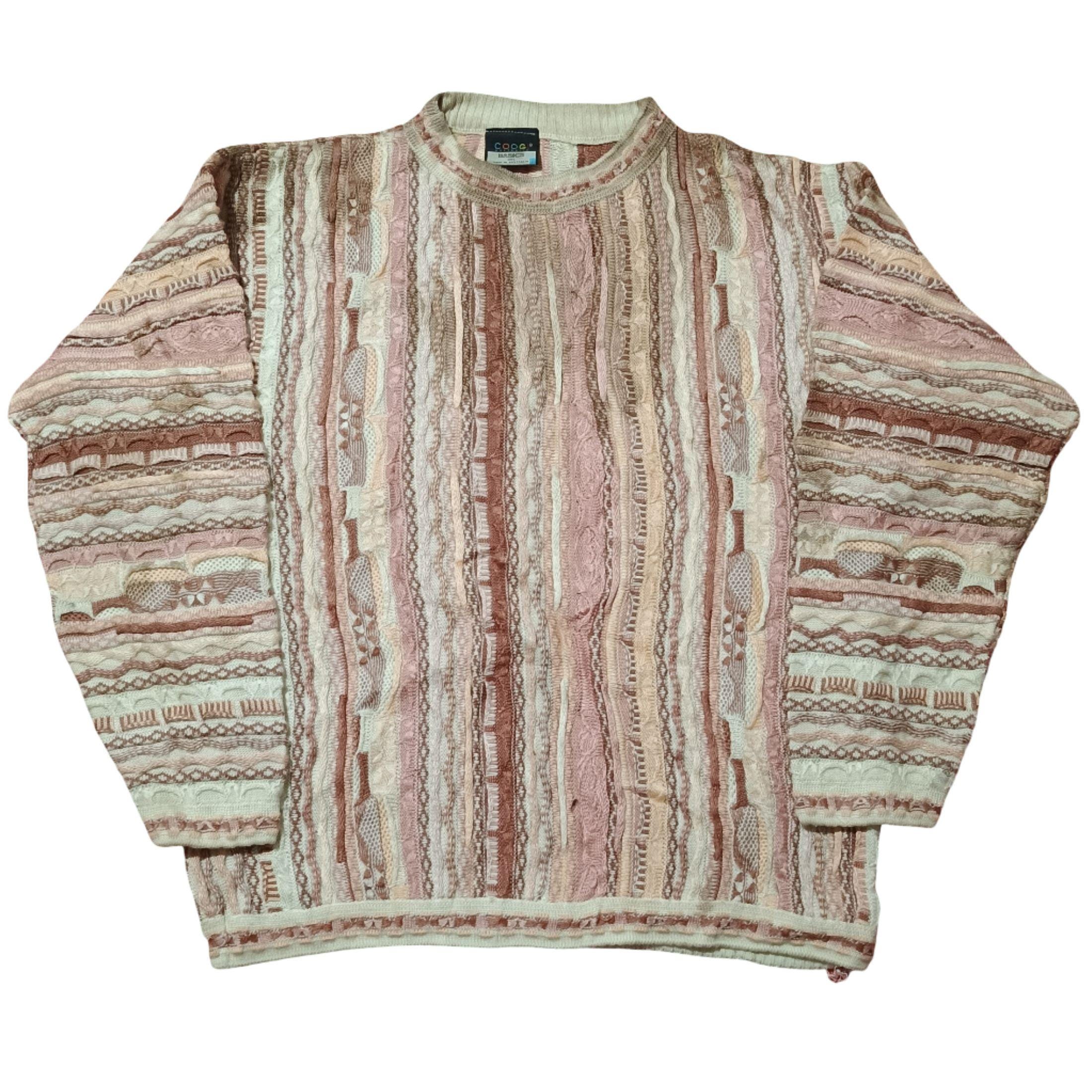 Vintage Coogi Basics Australia 3D Knit Sweater: Multicolor 90s Hip