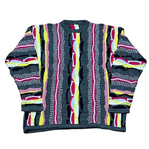 Vintage Coogi Style Sweater | 90s Textured Knit Hip Hop Pullover | Retro Cosby Biggie Streetwear | Bold Sweater Size XL