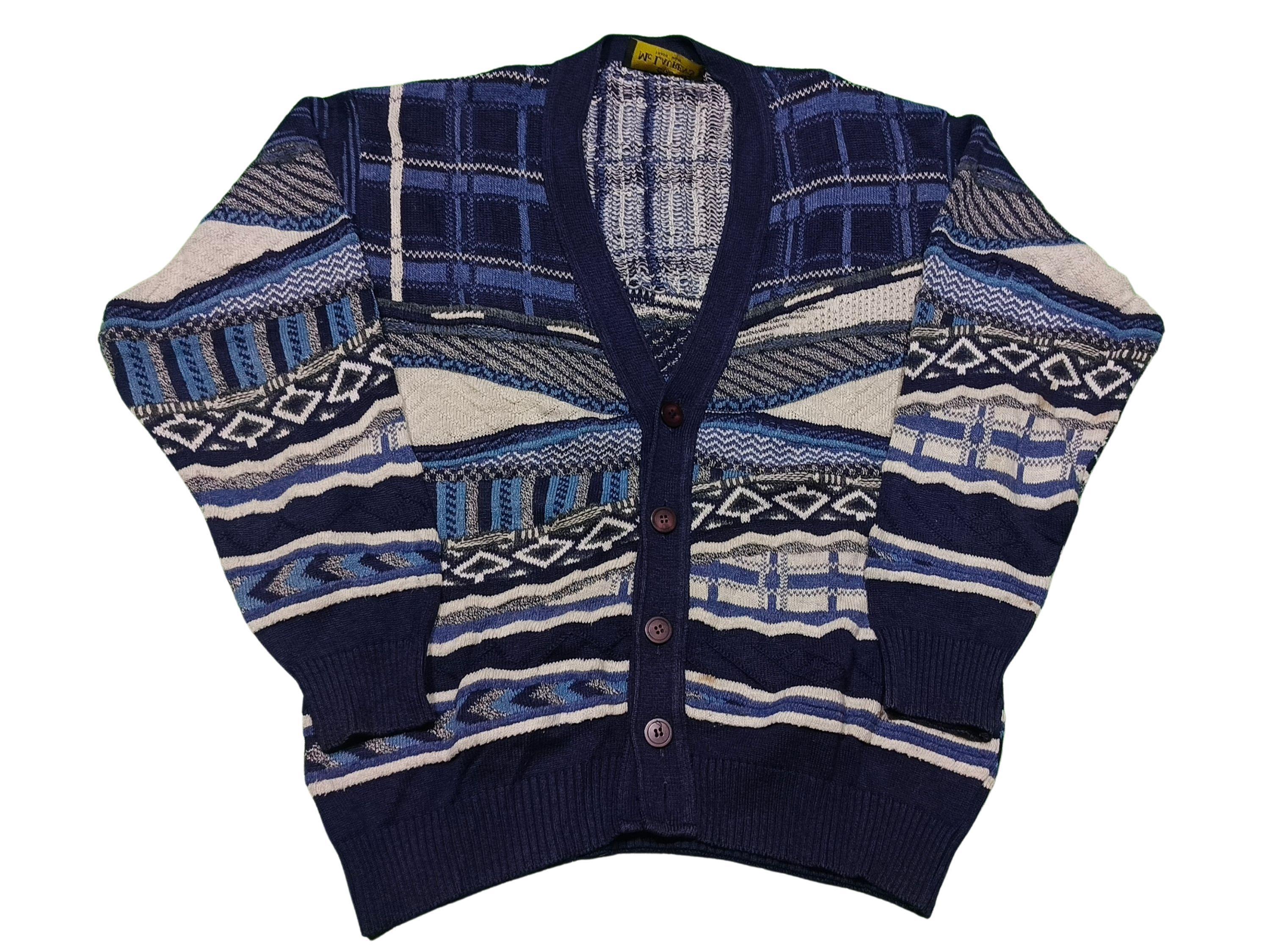 Vintage Coogi Style Knit Cardigan: 90s Abstract Art to Wear - Etsy