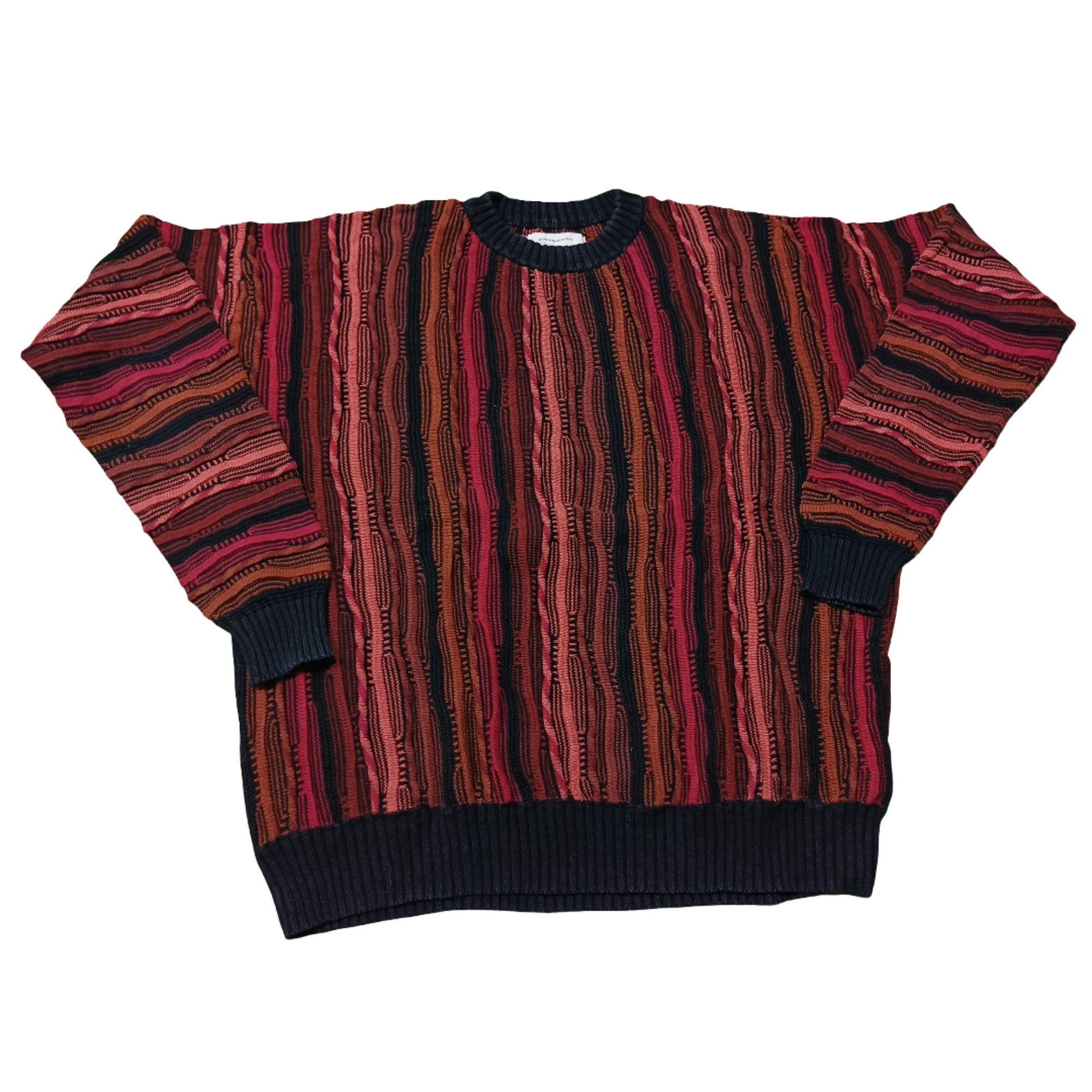 90年代ヴィンテージ Coogi スタイル ニットセーター：マルチカラー 