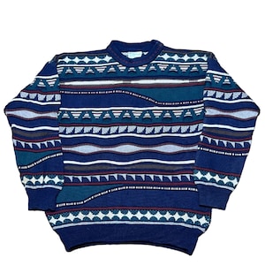 Suéter vintage Toorallie Coogi estilo años 90 / Jersey de cuello redondo de pura lana merino / Suéter inspirado en Cosby Biggie Coogi, talla L