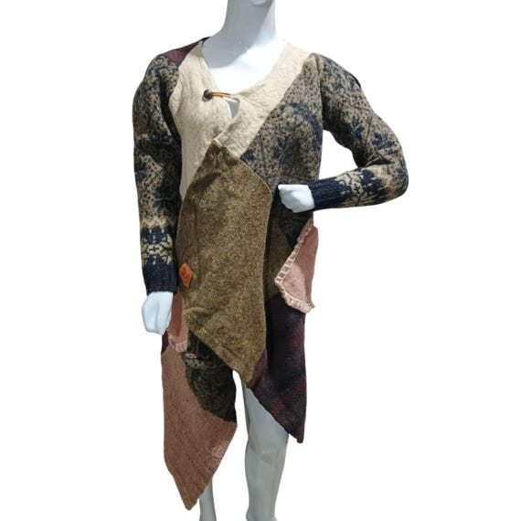 Vintage Handmade Honeybea Patchwork Cardigan | Up… - image 1