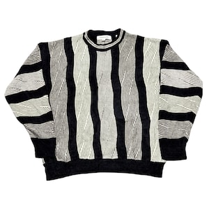 Vintage 90&#39;s Pronto Uomo Coogi Style Sweater | Pullover Crew Neck Jumper | Cosby Biggie Cable Knit Streetwear Size M