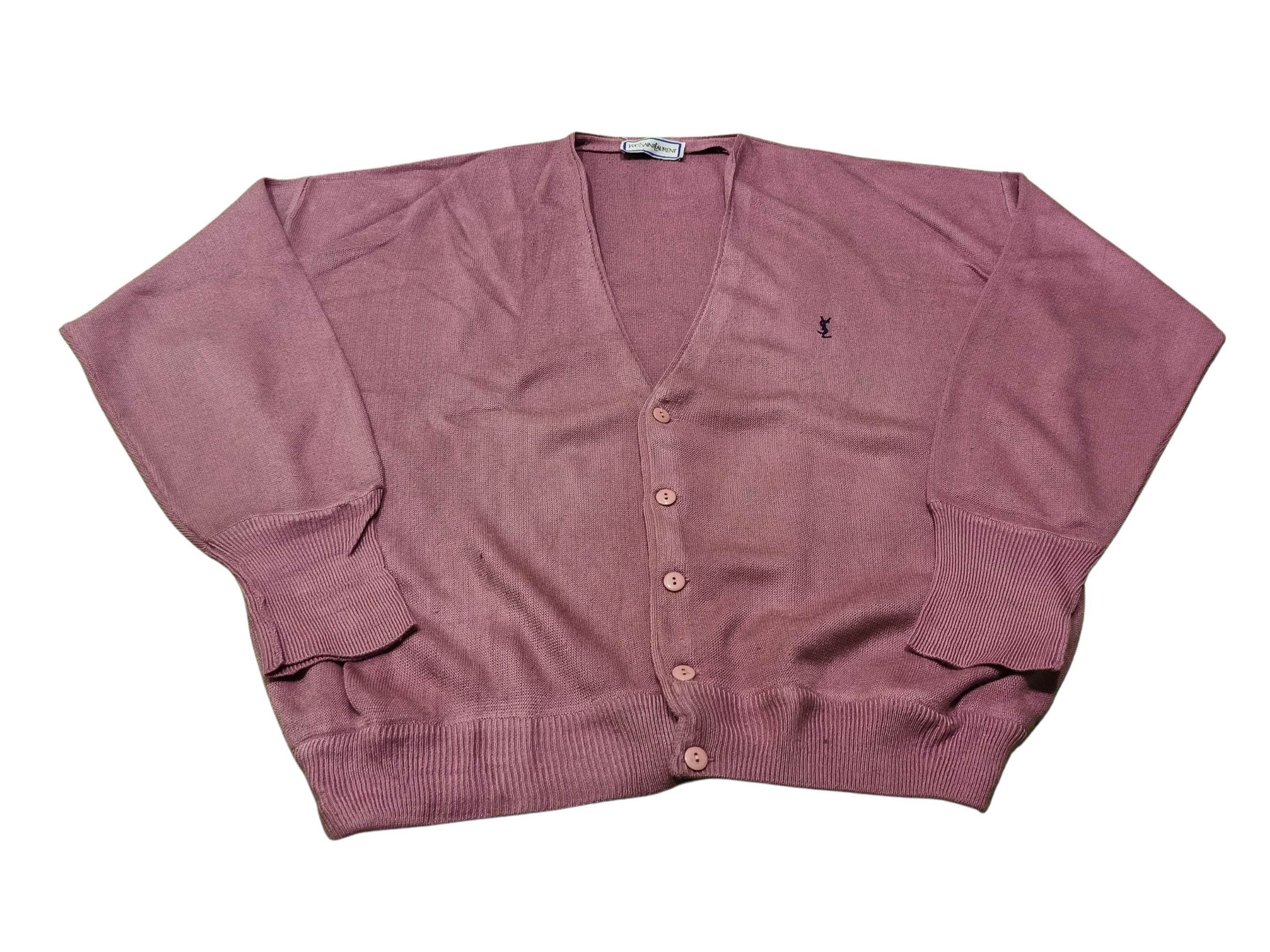 Vintage YSL Cardigan: Rose Pink Yves Saint Laurent Sweater, 90s