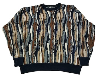 Vintage 90er Jahre Alan Stuart Coogi Style Pullover, Strukturstrick, Größe 4XL