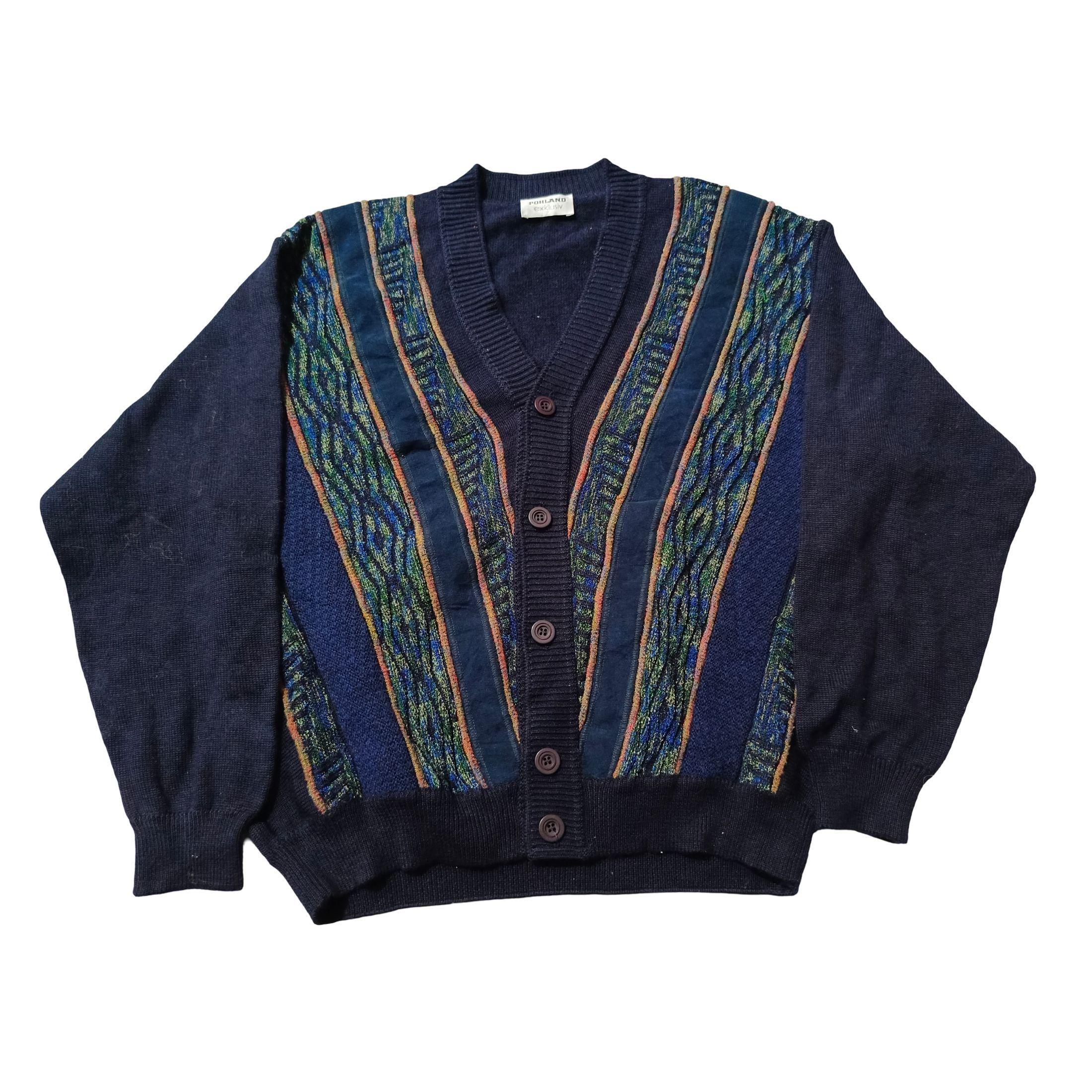 Vintage 90s Coogi Style Knit Cardigan: Retro Textured Button-up - Etsy