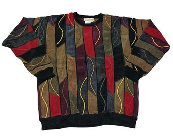 Vintage Coogi Style Knit Sweater: Norm Thompson 90s Pullover, Size XL