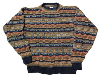 Suéter de punto estilo Coogi vintage de los 90: jersey retro de hip hop, talla M
