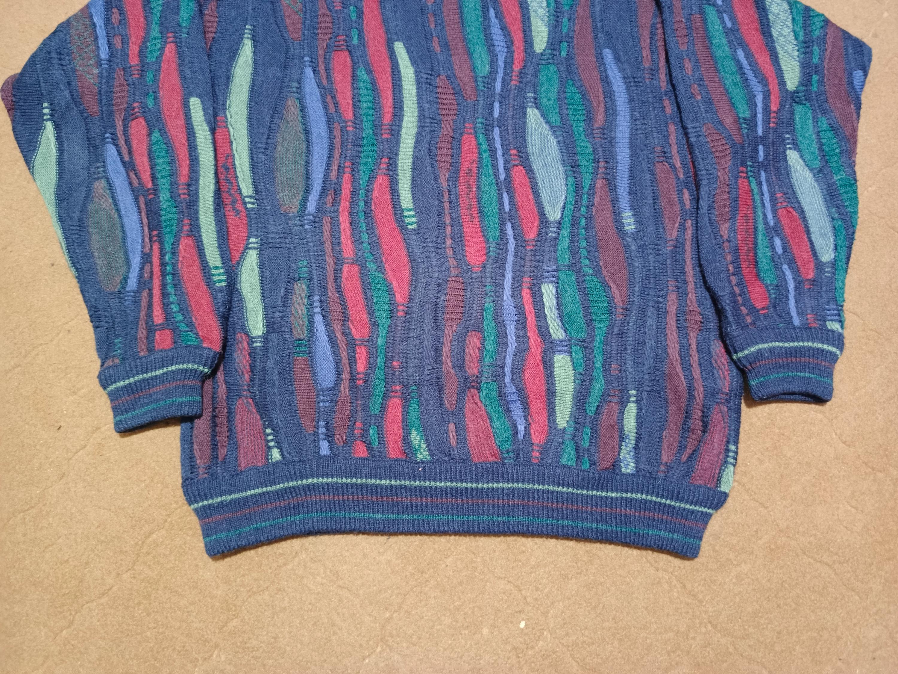 Vintage 90s Coogi Style Sweater: Abstract 3D Knit Pullover, Men's