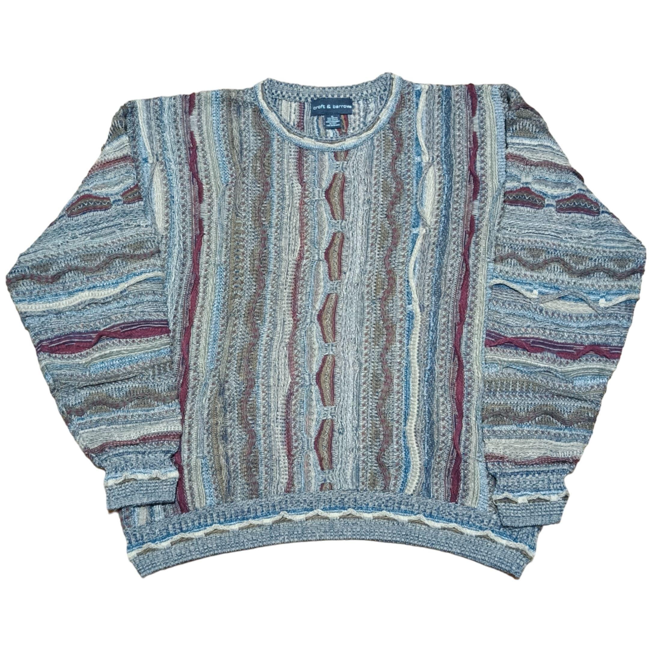 【極美品】Craft & Barrowヴィンテージ3D総柄ニットcoogi風 90s~ CROFT&BARROW 総柄3Dニット ヴィンテージ coogi風 セーター