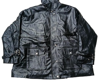 Vintage Black Leather Moto Jacket: 80s Biker Style
