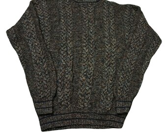 Vintage Hand Knitted Fisherman Sweater | Chunky Cable Knit Pullover, Size M
