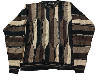 Suéter estilo Coogi vintage: jersey de hip hop de punto de los años 90