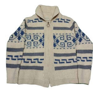 Vintage 90s Pendleton Cowichan Sweater | High Grade Western Wear | Pure Virgin Wool Cowichan Zip Up Sweater | Size L