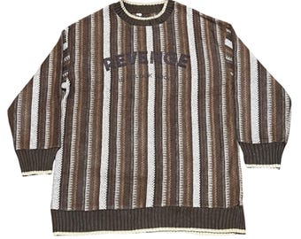 90s Coogi Style Knit Sweater: Multicolor Abstract Pullover