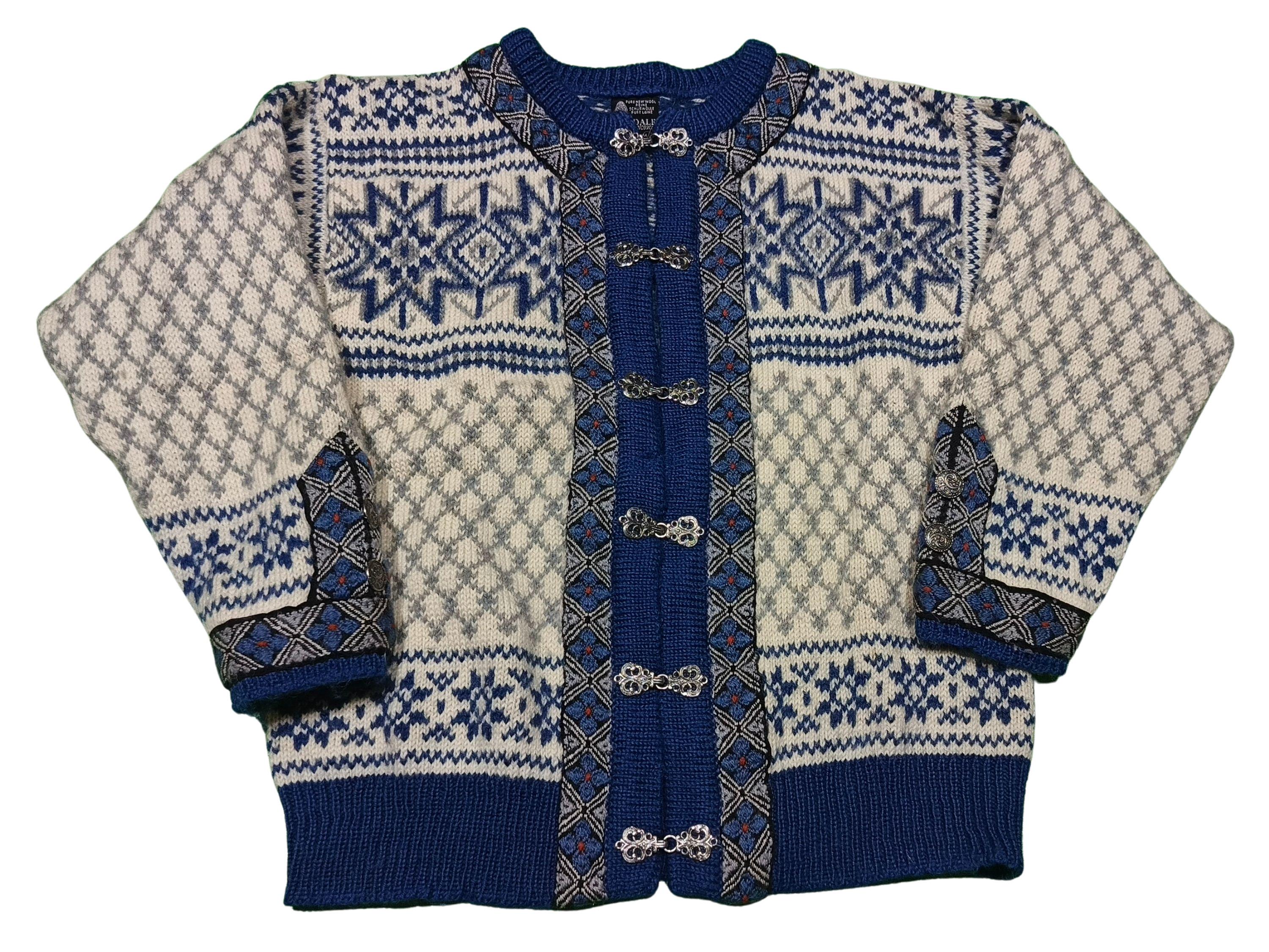 Gilet Cardigan Dale Of Norway 90s Motifs Animaux - Pure Laine Taille L Homme