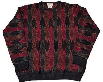 Vintage Coogi Style 90s Montechiaro Sweater, Cosby Biggie 3D Knit, Size L