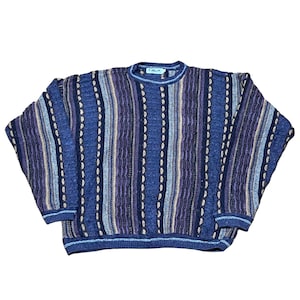 Vintage 90s Coogi Style Knit Sweater - Lavane Multicolor Cotton Blend (Size M)