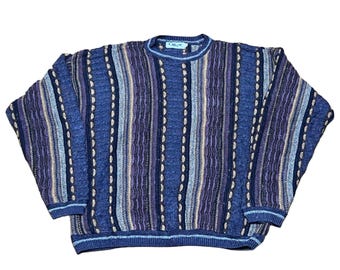 Vintage 90s Coogi Style Sweater: Abstract 3D Knit Pullover, Size