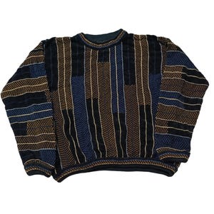 Suéter estilo Coogi vintage de los 90 / Jersey multicolor de cuello redondo / Ropa de los 90 Cosby Biggie Streetwear / Suéter llamativo