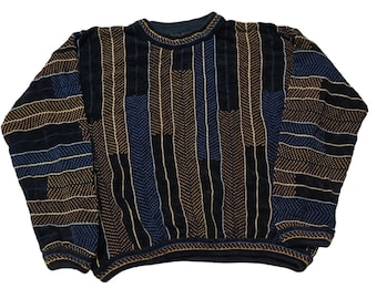 Suéter vintage estilo Coogi de los años 90: jersey de punto multicolor
