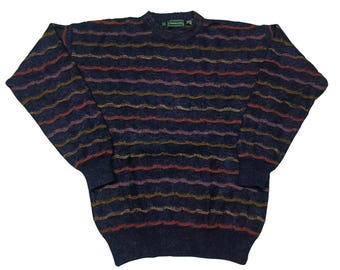 Vintage Coogi Style Knit Sweater: Wool Alpaca Blend, 90s Retro Jumper (Size L)