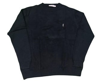 Vintage trui met YSL-logo: zwart gebreid katoen, Franse ontwerper (maat M)