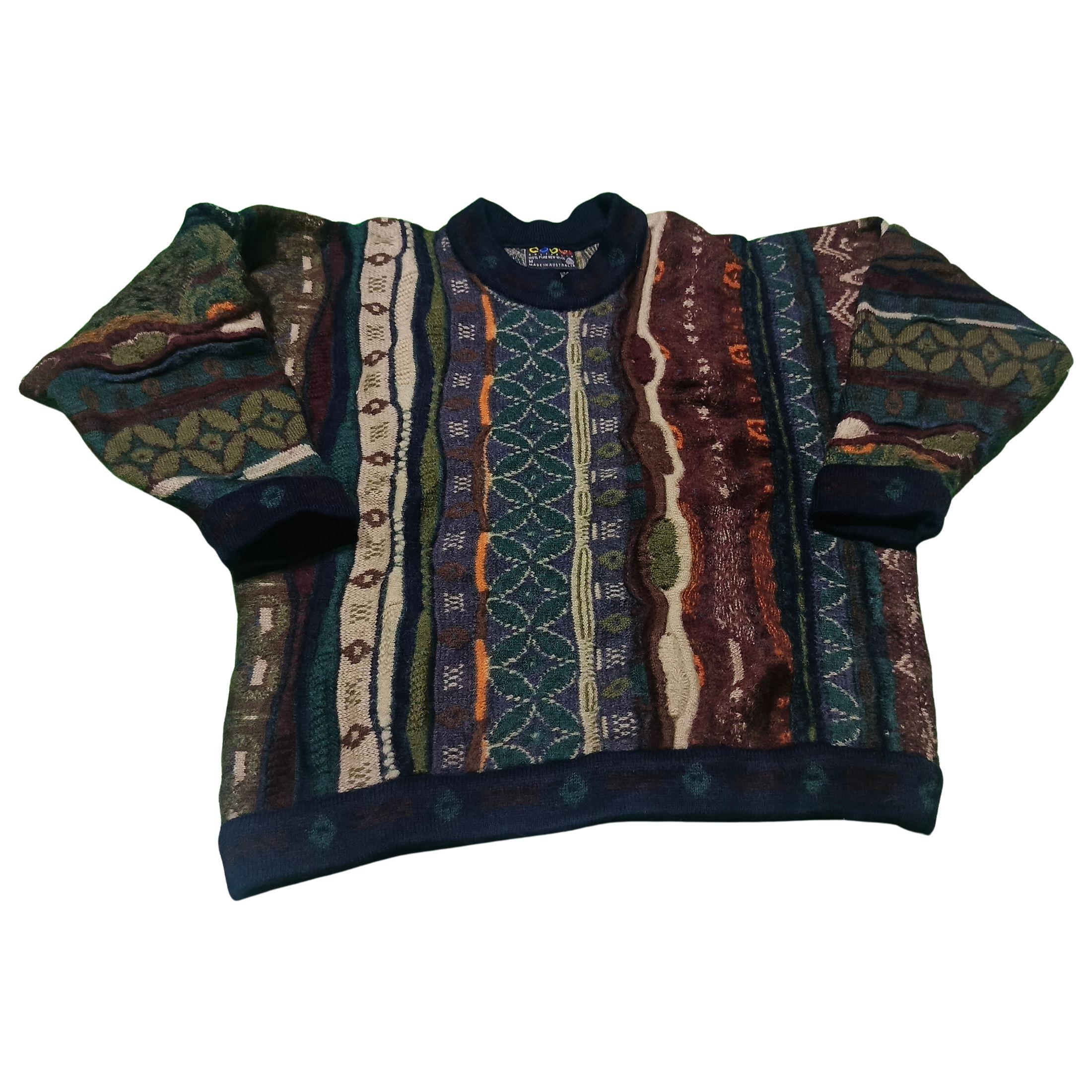 Vintage Coogi Australia 3D Knit Wool Sweater - 90s Abstract Jumper