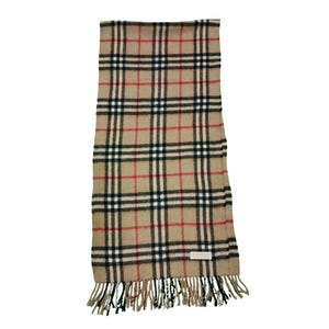 Vintage Burberry Cashmere Scarf: Nova Check Beige Luxury Wrap