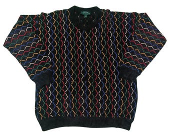 Vintage Tundra Coogi Style Sweater: 90s Retro Knit Jumper, Size XL