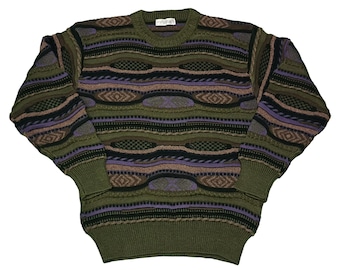 Tosani Canada 3D Knit Multicolor Coogi Style Sweater Grandpa 80s