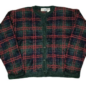 Vintage Karierte Mohair Mischung Strickjacke - Paul Harris Design Gr.L