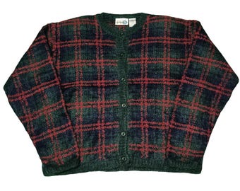 Vintage Cardigan / Mohair Cardigan / 1960s Campus Fuzzy Mohair