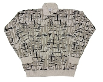 Vintage Protege Coogi Style Sweater XL: 90s Abstract Knit Pullover